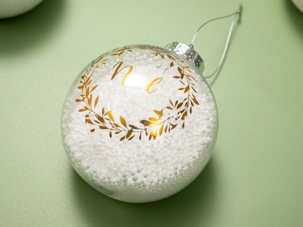 8cm Noel Patterned Clear Plastic Christmas Ball Ornament with String and Sublimation Alu Insert