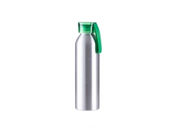 Sublimation Blanks 22oz/650ml Portable Sports Slim Aluminum bottle With Green Cap(Silver)