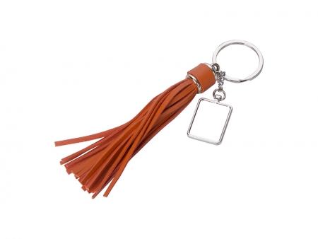 Sublimation Rectangle Keychain w/ Long Tassel (Orange)