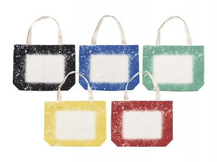 Sublimation Blanks Bleached Starry Linen Tote Bag（Blue, Yellow, Red, Green, Black）