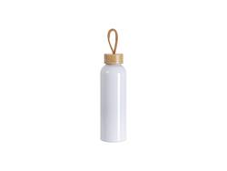 Botella de Agua Aluminio 20oz/600ml con Tapa de Bambú (Blanco)