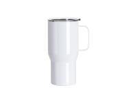 Sublimation Blanks 22oz/650ml Stainless Steel Travel Tumbler with Clear Flat Lid & Handle (White)