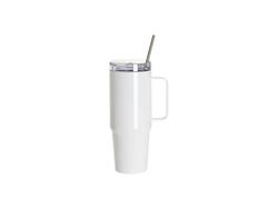 Sublimation Blanks 30oz/900ml Stainless Steel Handled  Travel Tumbler with Lid &amp; Straw(White)