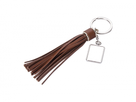 Sublimation Rectangle Keychain w/ Long Tassel (Brown)