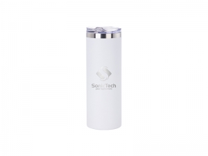 20oz/600ml Powder Coated Stainless Steel Tumbler with Straw &amp; Lid (White)