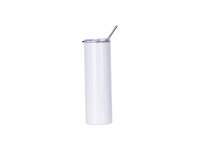 Sublimation 30oz/900ml Stainless Steel Skinny Tumbler w/ Straw & Lid (White)