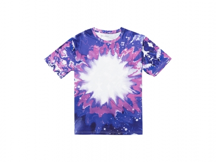 Blue Bleached Bloom Cotton Feeling T-shirt for Sublimation Printing
