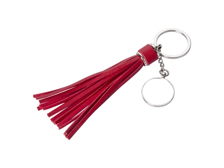 Sublimation Round Keychain w/ Long Tassel(Red)
