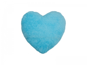 Sublimation Heart Shaped Blended Plush Pillow Cover(White w/ Light Blue, 40*40cm)