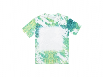 Sublimation Blanks Bleached Leopard Cotton Feeling T-shirt (Summer Green S, M, L, XL, XXL, XXXL)