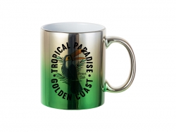 Sublimation Blanks 11oz Gradient Green/Silver Plated Ceramic Mug