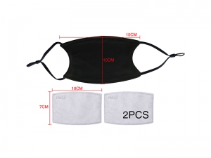 Sublimation 10*15cm Full Cotton Face Mask with Filter (Black, Small)