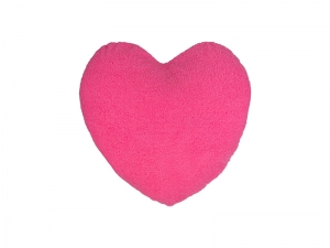 Sublimation Heart Shaped Blended Plush Pillow Cover(White w/ Pink, 40*40cm)