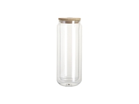 Sublimation Blanks 15oz/450ml Clear Can Glass Mug with bamboo lid